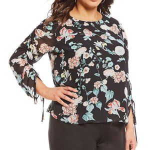 Vince Camuto Floral Garden Print Blouse Top Size 1X
